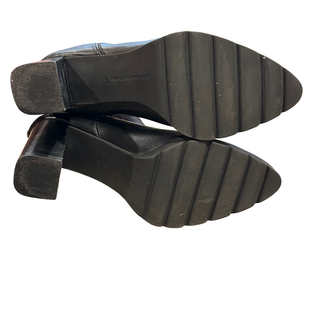 Adrienne Vittadini NERINA Ankle Boots 9.5M Black Leather Block Heel Lug Sole - Picture 6 of 10